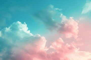 Obraz premium Gentle watercolor effect background in pastel pink, blue, and green, evoking a peaceful and artistic feel