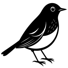 robin bird black silhouette vector, Simple silhouette Design vector icon with white background. Wild Animal Vector. Bird Vector 