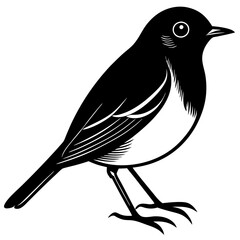 robin bird black silhouette vector, Simple silhouette Design vector icon with white background. Wild Animal Vector. Bird Vector 