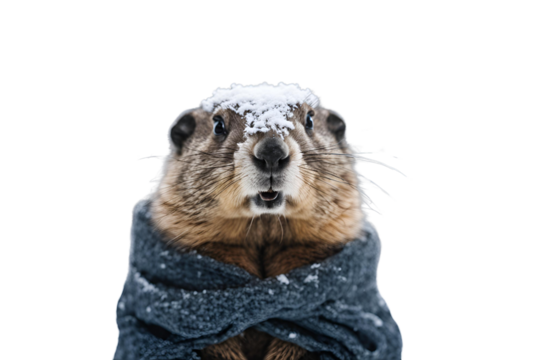 Furry Forecast: A Groundhog Braving the Chill in a Snow-Covered Wonderland