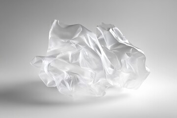 Abstract transparent plastic material on white