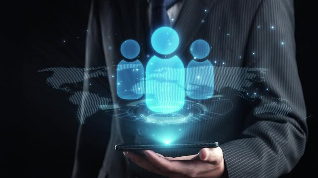 Business person engages in networking, building valuable connections. Effective people networking strategies to broaden professional network and opportunities UUID