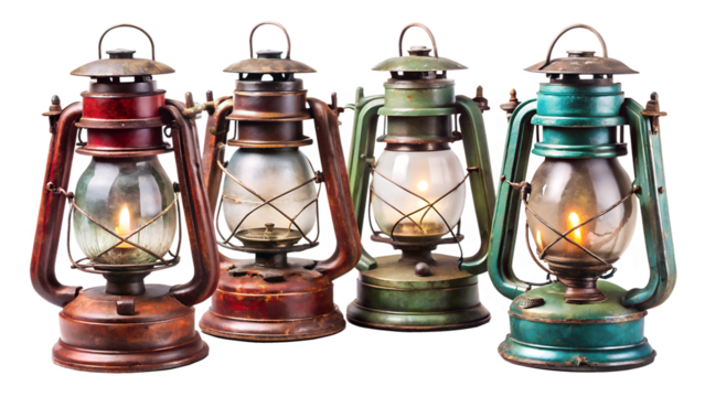 old oil lamp on white