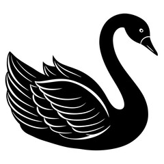 swan bird black silhouette vector, Simple silhouette Design vector icon with white background. Wild Animal Vector. Bird Vector 