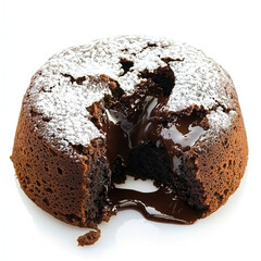 cake, molten chocolate cake, lava cake, chocolate dessert on white background