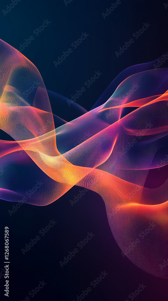 Poster Abstract digital background with vibrant, flowing neon lines and geometric patterns, symbolizing modern technology, innovation, and digital energy in a futuristic design concept.