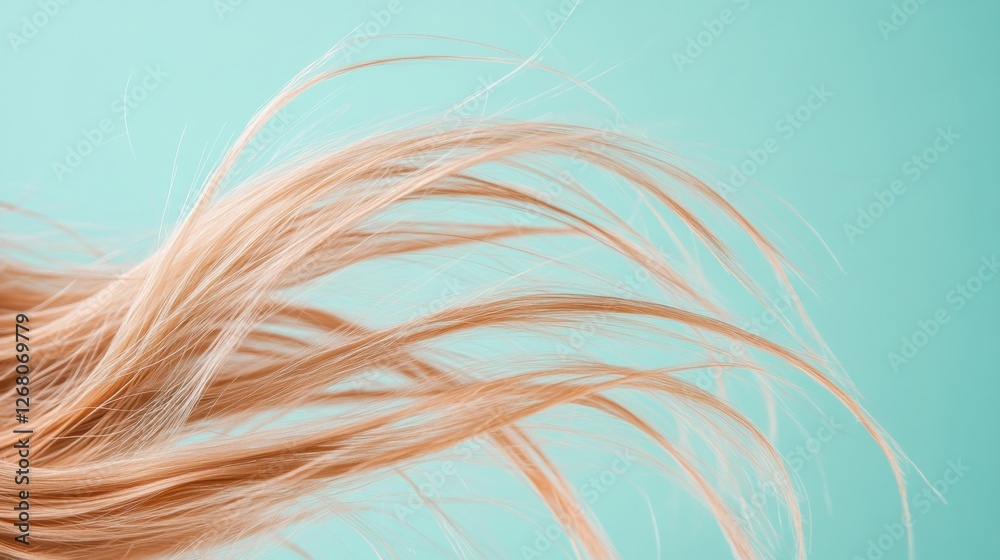 Poster close up view of frayed hair tips with split ends on a vibrant background. generative ai
