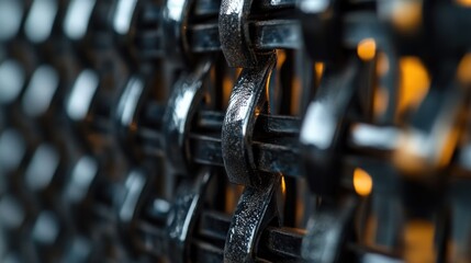 A close-up shot of a metal chain link fence, ideal for use in architectural or urban landscape photography