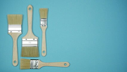 New brushes on the left on light blue background.