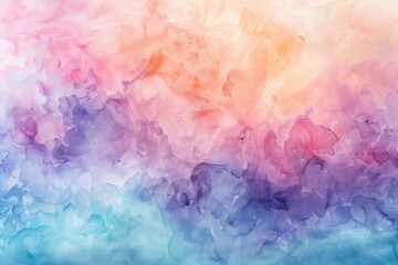 Fototapeta premium Gentle watercolor effect background in pastel pink, blue, and green, evoking a peaceful and artistic feel