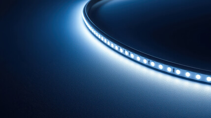 Bright white LED light strip illuminating a smooth background with a modern design