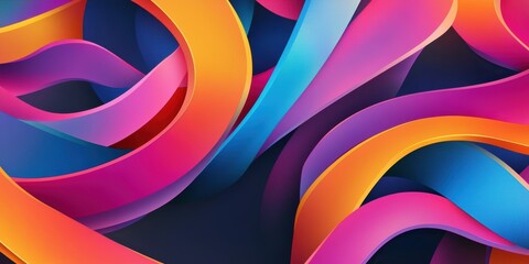 Obraz premium Vibrant Abstract Waves Of Colorful Pink Blue And Orange Tones On A Dark Background