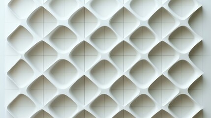 Fototapeta premium Abstract White Geometric Wall Design with Diamond Patterns and Soft Lighting With Minimalist Design