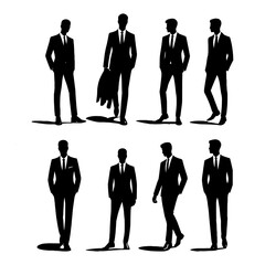 silhouettes of business people set