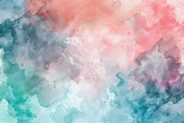 Fototapeta premium Gentle watercolor effect background in pastel pink, blue, and green, evoking a peaceful and artistic feel