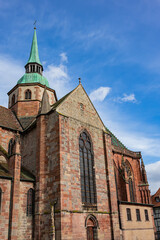 Fototapeta premium Gothic Church of Saint George (Eglise Saint-Georges de Selestat, from 1230). Originally dedicated to Blessed Virgin Mary, church named after Saint George since 1500. Selestat, Alsace, France.