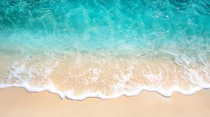Obraz premium Beautiful Ocean Wave on Sandy Beach Summer Vacation Tropical Paradise Turquoise Water Relaxing Scene Calm Serenity Coastal Background Image Perfect 