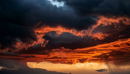 Obraz premium fiery red and black sky clouds thunderclouds dramatic sky with heavy clouds