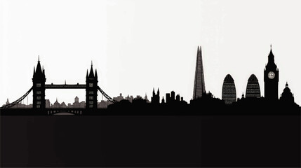 Fototapeta premium London Cityscape Vector Art Featuring Tower Bridge Big Ben Shard and Gherkin Iconic Skyline Landmarks Silhouette Minimalist Style Architecture Design