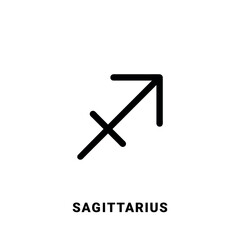 Sagittarius zodiac sign, black symbol, single vector design element