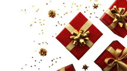 Red gift box with gold ribbon and bow