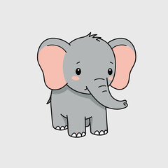 Elephant photo drawing for children, pastel colors, minimalist