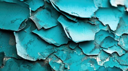 Obraz premium A close-up shot of peeling blue paint on a wall, suitable for use in interior design or DIY-related content