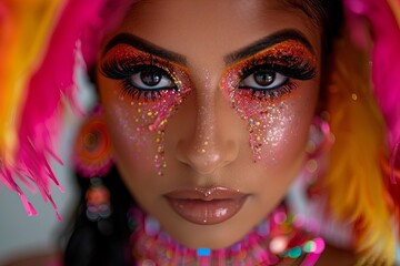 Obraz premium Title: Stunning Close-Up Shot of a Youthful Woman with Radiant Skin After Cosmetology Treatments and Consistent Skincare Regimen