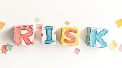 RISK word written on colorful sticky notes on a white background