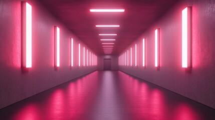 Fototapeta premium futuristic hallway with neon lighting.