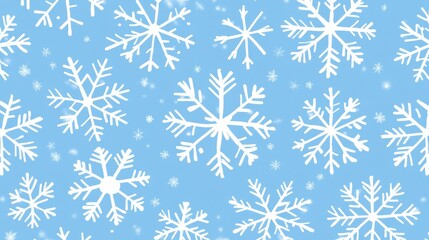 Light Blue Seamless Snowflake Background With Winter Pattern for Festive Celebration