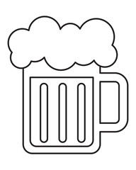 Beer mug icon with foam isolated on a white background. Beer mug outline style. Cheer up friend. Lager beer. Have a beer with your friends. Great for pub menu illustrations. Cold drinks concept.