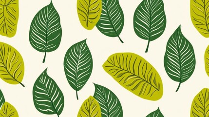 Seamless Green Jungle Leaf Pattern Tropical Design with Vibrant Botanical Background