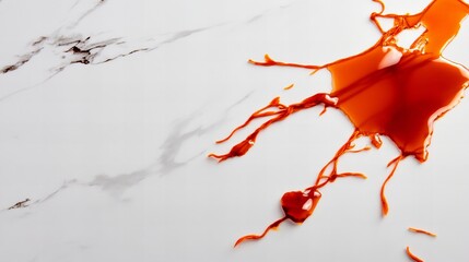 Abstract caramel spill on a marble surface.  Rich amber hues create a visually striking image.