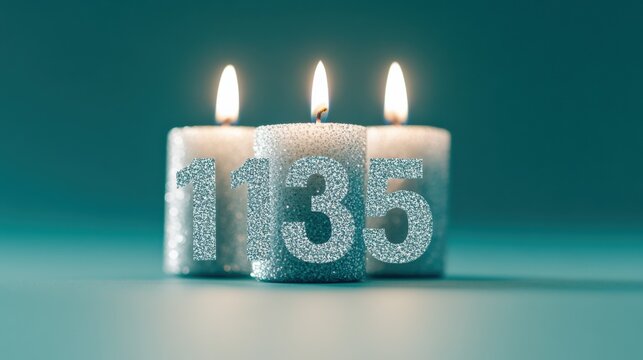 sparkling candles with number 1135
