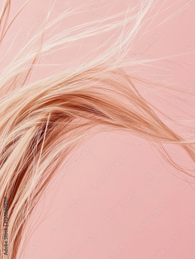 Poster frayed hair tips showcasing split ends against a soft pink background with space for additional text