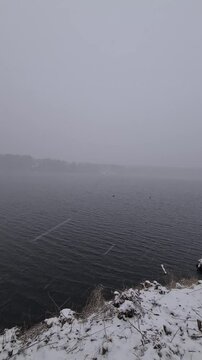 atmospheric winter at the lake in Strausberg (Germany/Brandenburg)
