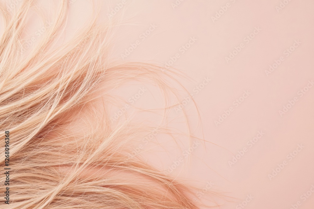 Poster frayed hair tips and split ends on a soft pink background with ample space for personalized text or 