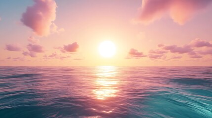 Fototapeta premium Serene Sunset Over Calm Ocean Waves