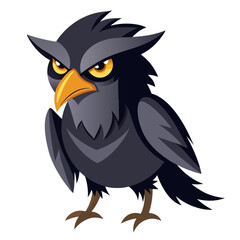 Crow Bird Vector Illustration – Cartoon, Clipart & Line Art Design on White Background, Crow bird vector clipart in cartoon, line art, and illustration style on a white background.