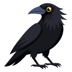Crow Bird Vector Illustration – Cartoon, Clipart & Line Art Design on White Background, Crow bird vector clipart in cartoon, line art, and illustration style on a white background.