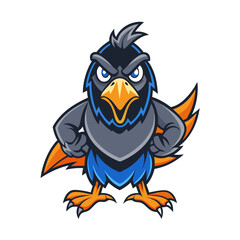 Crow Bird Vector Illustration – Cartoon, Clipart & Line Art Design on White Background, Crow bird vector clipart in cartoon, line art, and illustration style on a white background.