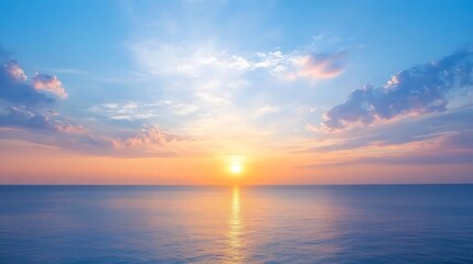 Naklejka premium Serene Sunset Over Calm Ocean Waters