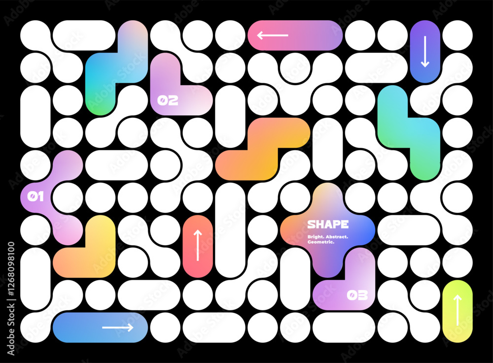 Poster Geometric Pattern Design with Metaball Shapes and Gradient. Abstract Vector Background