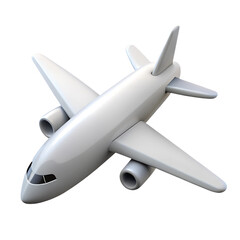 Cartoon white airplane 3d illustration isolated on the transparent background