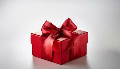Obraz premium a red gift box with a bow sits on a white background
