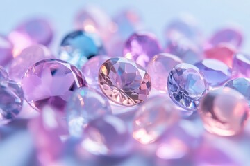 heap of pink gemstones for jewelry making.