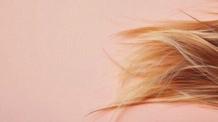 Naklejka premium Frayed hair tips with split ends on a soft pastel background ready for care and treatment. Generative AI