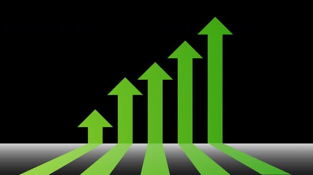 green arrows going up all over the screen, green arrows graphic increasing 4K animation