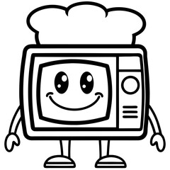 Naklejka premium Microwave Oven Vector Illustration – Cartoon, Clipart & Line Art Design on White Background, Microwave oven vector clipart in cartoon, line art, and illustration style on a white background.